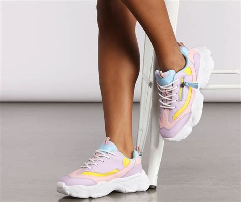 chunky pastel sneakers.